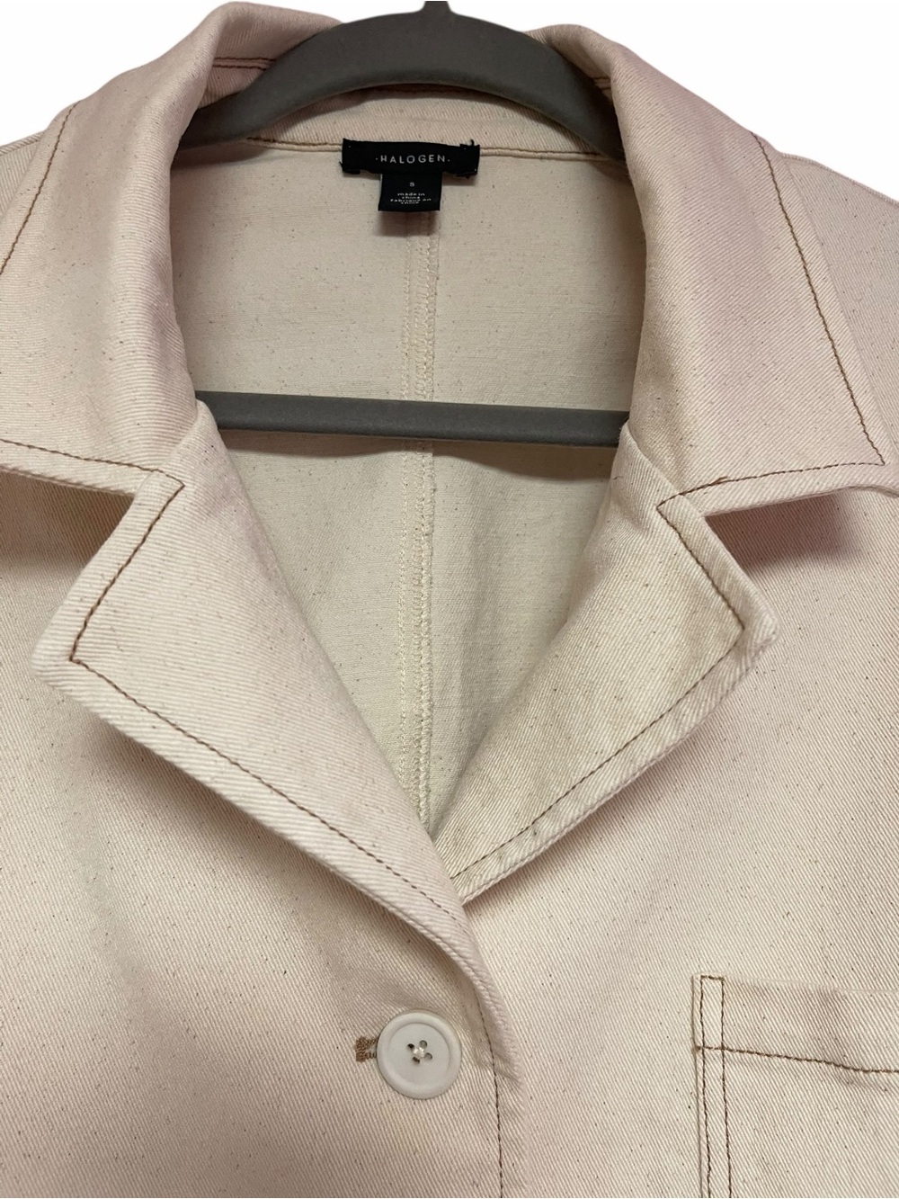 Halogen Cream Button-Front Oversized Jacket - Picture 5 of 9